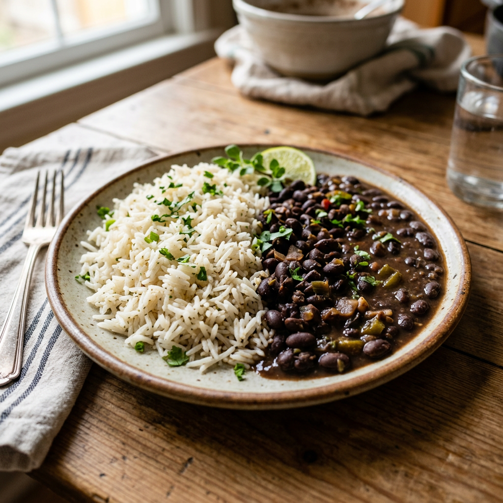Plate of rice and beans